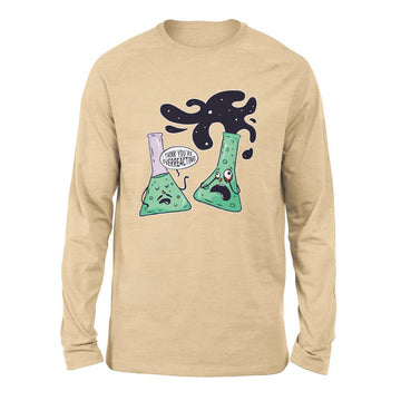 I Think You're Overreacting Men/Unisex Drop Shoulder Sweatshirt in Heather Sand Dune color